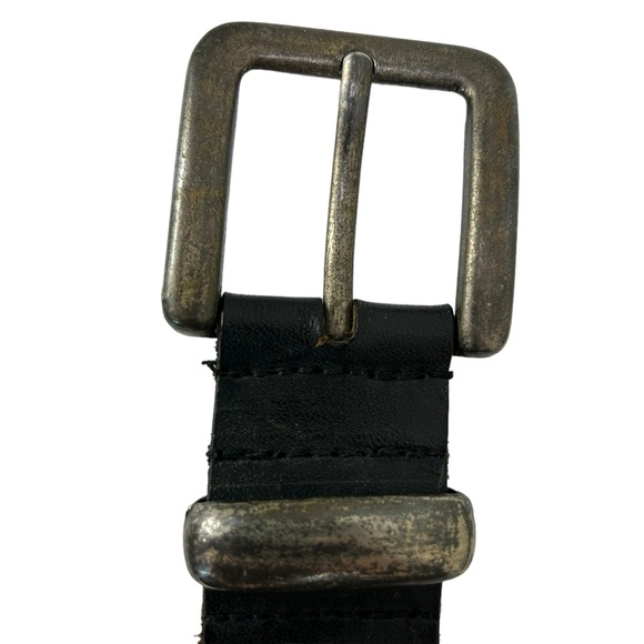 Vintage Mens Aztec Hardware Tooled Black Leather Belt - Picture 4 of 6